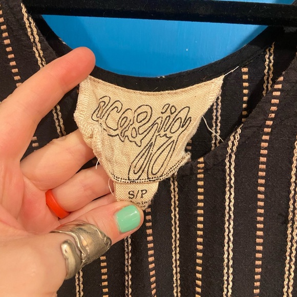 Ace & Jig Black and Tan Striped Midi Dress - Picture 2 of 5